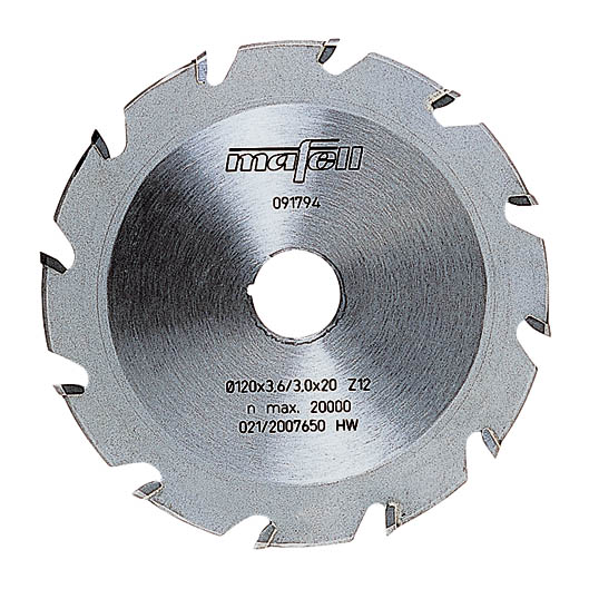 Nutenfräsblatt ellipsenförmig, Hartmetall, 120 x 3,6 x 20 mm, 12 Zähne