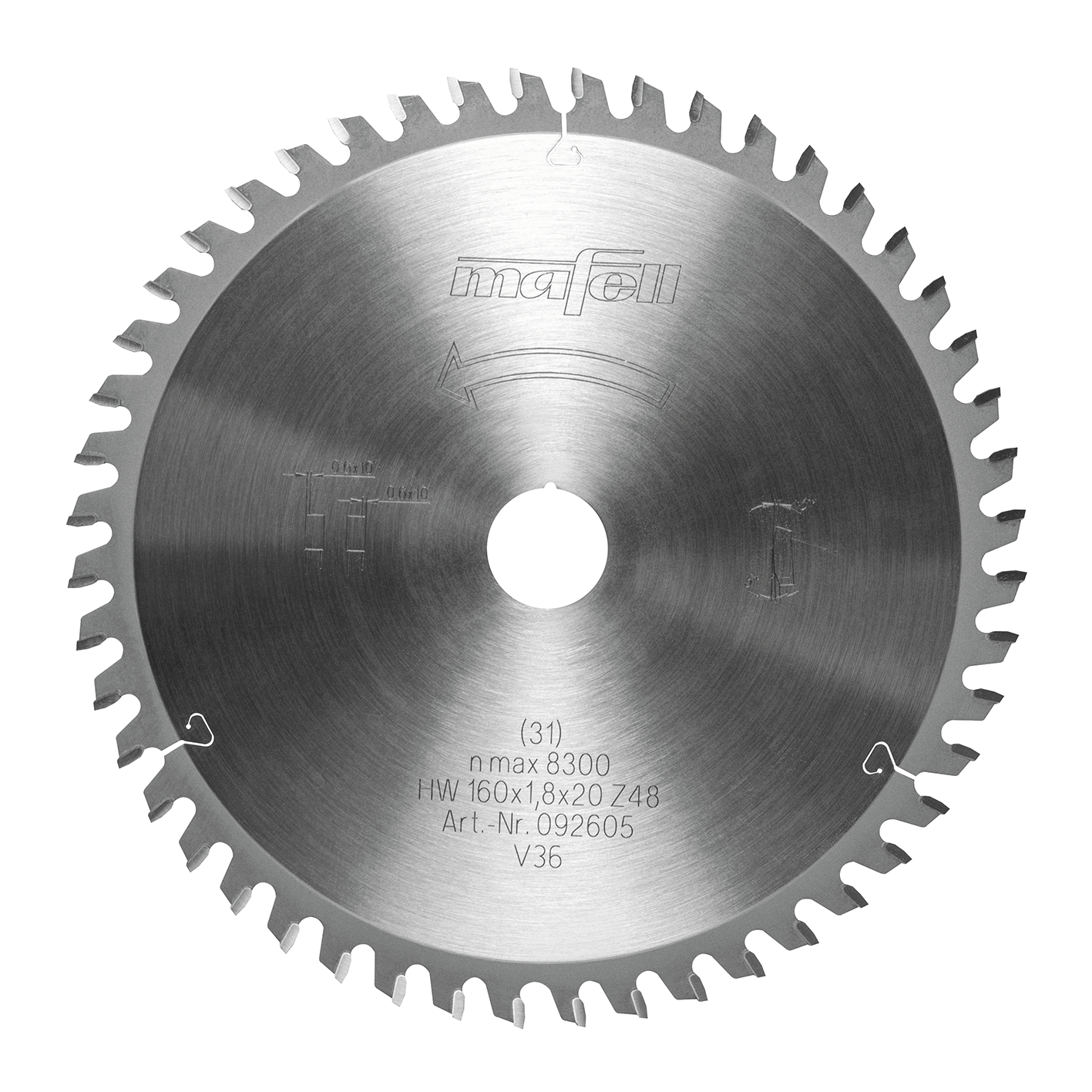 Sägeblatt-HM, 160 x 1,2/1,8 x 20 mm, Z45, 2FZ/TR, für Schichtstoffplatten