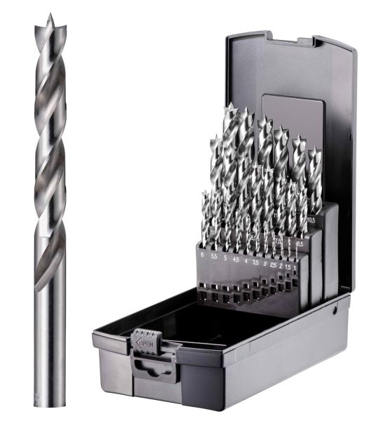 fortec HSS-G Holzbohrer-Set 1-13x0,5 mm / 25-teilig