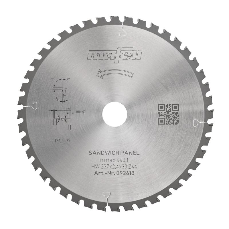 Mafell Sägeblatt KSB-SP 237 HW, 237 x 2,4 x 30 mm, Z44, WZFA, Sandwich Panel